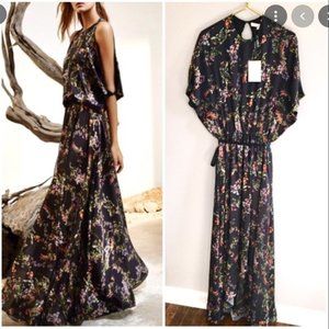 Alexis Angia Black Floral Cold Shoulder Maxi Dress